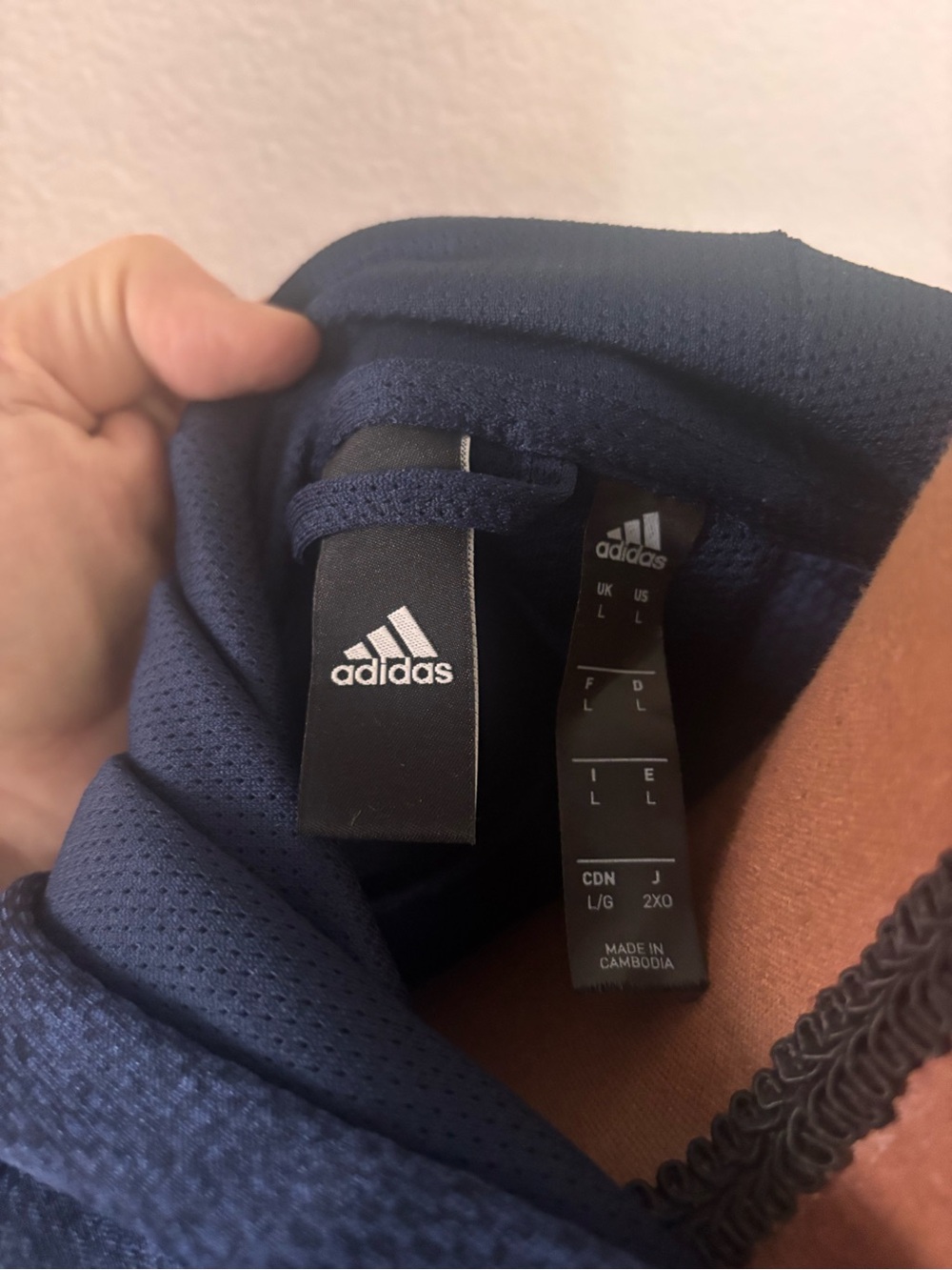adidas Navy Blue Climawarm Hoodie with White Logo SZ L. - Picture 4 of 7